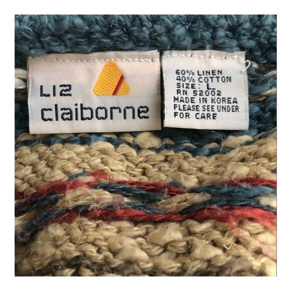 Liz Claiborne Vintage Linen Cotton Sleeveless V-Neck Sweater Size Large - Picture 3 of 16